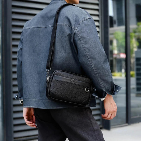 PU Leather Sling Bag Minimalist Business Shoulder Bag Perfect for Daily Commute Travel New trend Men's Stylish Crossbody Bag