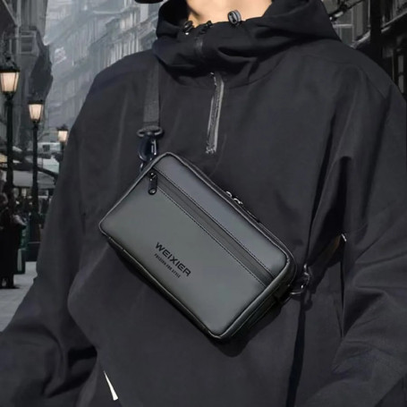 Men's Crossbody Bag Small Square Shoulder Pack for Business Commute Casual Chest Bag for Daily Use Travel Messenger Bags for Men