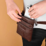 New Men's Waist Bag, Business Casual Leather Phone Bag, Zipper Closure, Fashionable Small Crossbody Shoulder Bags