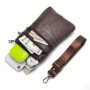 New Men's Waist Bag, Business Casual Leather Phone Bag, Zipper Closure, Fashionable Small Crossbody Shoulder Bags