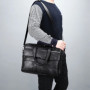 Men Oil Waxy Leather Antique Design Black Business Briefcase 16" Laptop Document Case Attache Messenger Bag Tote Portfolio