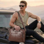BULLCAPTAIN Men's Genuine Leather Business Laptop Handbag Large Capacity Fashion Shoulder Crossbody Briefcase File Bag