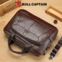 BULLCAPTAIN Men's Genuine Leather Business Laptop Handbag Large Capacity Fashion Shoulder Crossbody Briefcase File Bag