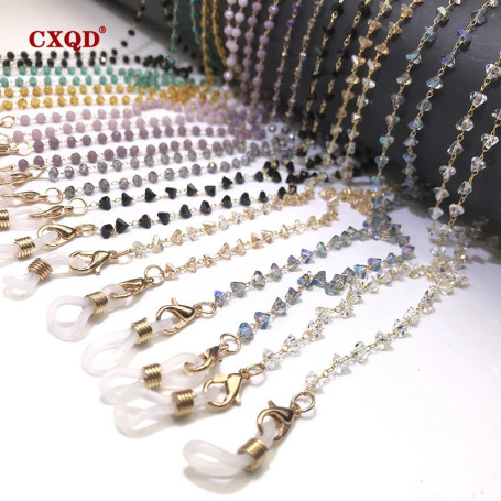 Fashion Reading Glasses Chain For Women Sunglasses Cords Casual 4mm Geometric Triangle Beaded Stainless Steel Eyeglass Masks
