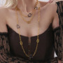 Chic Necklace for Women Leopard Print Stainless Steel Acrylic Pendant Long Chain Sweater Pig Nose Charm Jewelry Gift