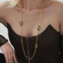 Chic Necklace for Women Leopard Print Stainless Steel Acrylic Pendant Long Chain Sweater Pig Nose Charm Jewelry Gift