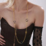 Chic Necklace for Women Leopard Print Stainless Steel Acrylic Pendant Long Chain Sweater Pig Nose Charm Jewelry Gift