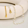 Irregular Transparent Crystal Bead Necklace for Women,Stainless Steel Bead Chain Necklaces,Exquisite Hand Jewelry Gift