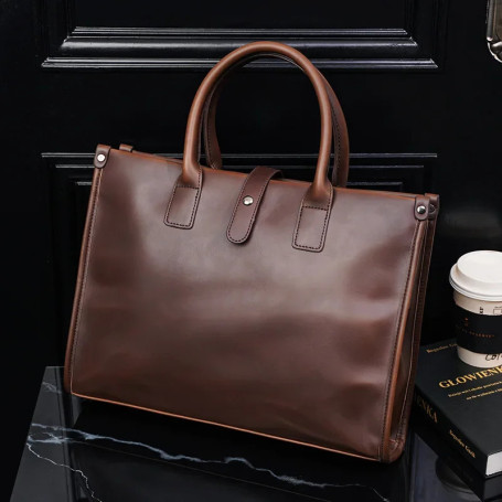 Retro Briefcase Men Handbags Shoulder Bags Business File Crossbody Bag Luxury Leather Men's Briefcase Large Capacity Laptop Bags