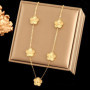 EILIECK 316L Stainless Steel Black 15 Flowers Clover Pendant Necklace For Women Fashion New Party Gift Neck Chain Jewelry Collar
