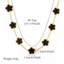 EILIECK 316L Stainless Steel Black 15 Flowers Clover Pendant Necklace For Women Fashion New Party Gift Neck Chain Jewelry Collar