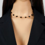 EILIECK 316L Stainless Steel Black 15 Flowers Clover Pendant Necklace For Women Fashion New Party Gift Neck Chain Jewelry Collar