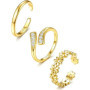 3Pcs Gold Plated Shiny CZ Toe Ring For Women Girls Classic Adjustable Fashion Summer Beach Foot Ring Vacation Jewelry Gifts