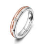 Tigrade Titanium Rings for Women 4mm Couple Engagement Wedding Bands Man CZ Inlaid Size 5 to Size 12 Custom Engraving For Lover
