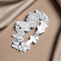 PANPOKI S925 Sterling Silver Flower Butterfly Insect Closed Ring For Women Finger Ring Personality Jewelry Party Trendy Gifts