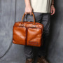 Retro Leather Men's Briefcase Top Layer Leather Handbag Casual Shoulder Messenger Bag Business Laptop Bag Trendy Men's Bag NZPJ