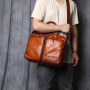 Retro Leather Men's Briefcase Top Layer Leather Handbag Casual Shoulder Messenger Bag Business Laptop Bag Trendy Men's Bag NZPJ