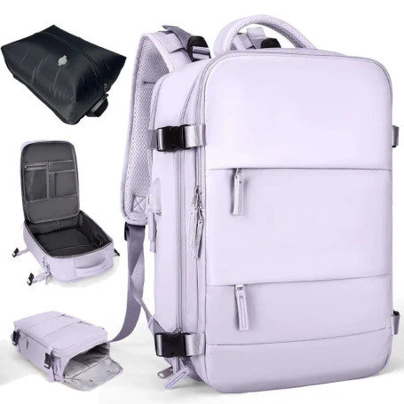 Ladies' travel backpack 40x25x17 cabin carry on luggage 14 inch laptop bag, casual student backpack, independent shoe compartmen