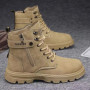 Mens Shoes Fashion Security Boots Black High-top Leather Boots Outdoor Shoes for Men Tactical Combat Boot Anti Slip Hunting Shoe