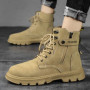 Mens Shoes Fashion Security Boots Black High-top Leather Boots Outdoor Shoes for Men Tactical Combat Boot Anti Slip Hunting Shoe