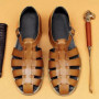 Elegant Genuine Leather Men Sandals Luxury Business Casual Shoes Men Non-slip Work Shoes Platform Gladiator Sandalias Size 46