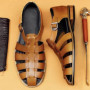 Elegant Genuine Leather Men Sandals Luxury Business Casual Shoes Men Non-slip Work Shoes Platform Gladiator Sandalias Size 46