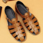 Elegant Genuine Leather Men Sandals Luxury Business Casual Shoes Men Non-slip Work Shoes Platform Gladiator Sandalias Size 46