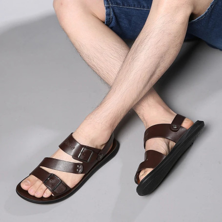 FUQIAO New Big Size 48 Casual Fashion Men Shoes Slip-On PU Leather Soft Non-slip Beach Summer Sandals Slippers Flats Flip Flop