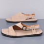 Designer Men Sandal Simple Casual Leather Solid Color Summer Outdoor Shoe Comfy Casual Open Toe Sandals Soft Beach Flat