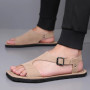 Designer Men Sandal Simple Casual Leather Solid Color Summer Outdoor Shoe Comfy Casual Open Toe Sandals Soft Beach Flat