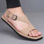 Designer Men Sandal Simple Casual Leather Solid Color Summer Outdoor Shoe Comfy Casual Open Toe Sandals Soft Beach Flat