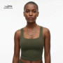 Premium Square Neck Crop Tank Top Women Built-in Bra Pads Yoga Gym Vest Soft Seamless Camisole Fitness Workout Athleisure Wear
