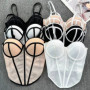 Sexy Irregular Ladies Multi Colors Corset Girls Party Cropped Top Unique Contrasting Lines Women Chic Bustier Cool Tank Top