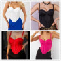 Sexy Irregular Ladies Multi Colors Corset Girls Party Cropped Top Unique Contrasting Lines Women Chic Bustier Cool Tank Top