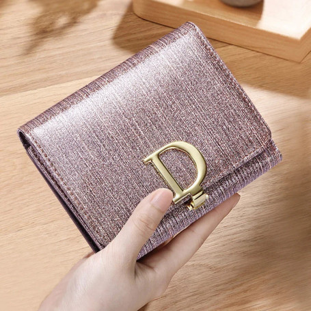 Bright Fashion Women Cowhide Leather Wallet Anti Rfid Card Holder Short Purse for Girl