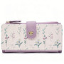FOXER Elegant Women's Long Wallet, PU Floral Printed Purse with Snap Closure, Large Capacity Card Holder with Zipper Coin Wallet
