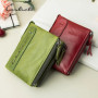 CONTACT'S Genuine Leather Wallets for Women Vintage Bifold Fashion Business Purse Card Holder Coin Purse Money Clip Men Wallets