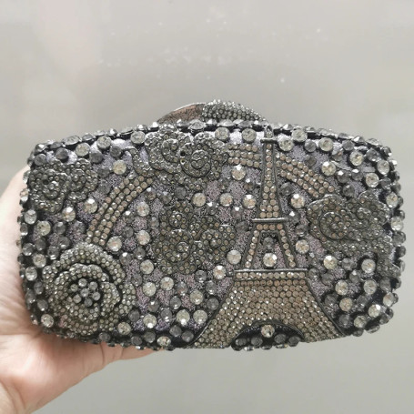 Diamond Tower Evening Bags Purses Clutch Metal Hard Case For Women Rhinestone Crystal Party Dinner Clutches Mini Sublime Pochett