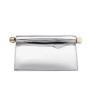 Large Silver Curled Edge Folding Handbag Fashion Premium Metalic Single Shoulder Crossbody Bag High Texture Leather Clutch Bag