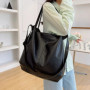 Retro Fashion Big Beach Tote Bag Casual Large Capacity Shoulder Crossbody Bags Fashion Shopper PU Leather Handbags For Ladies