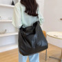Retro Fashion Big Beach Tote Bag Casual Large Capacity Shoulder Crossbody Bags Fashion Shopper PU Leather Handbags For Ladies