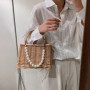 Straw Bags For Women Square Handbags Summer Rattan Shoulder Bags Handmade Knitted Storge Small Totes Bag 2025 New Fashion Women