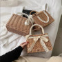 Straw Bags For Women Square Handbags Summer Rattan Shoulder Bags Handmade Knitted Storge Small Totes Bag 2025 New Fashion Women