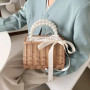 Straw Bags For Women Square Handbags Summer Rattan Shoulder Bags Handmade Knitted Storge Small Totes Bag 2025 New Fashion Women