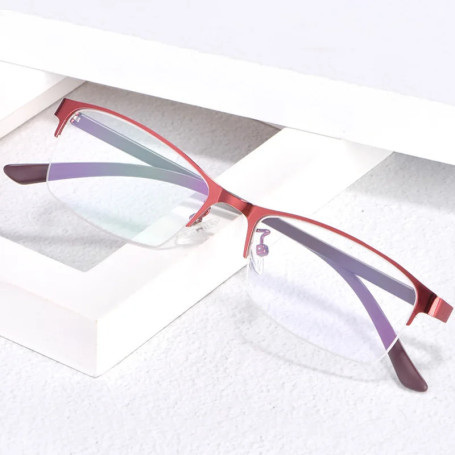 Myopia Glasses Women Blue Light Half Frame Computer Eyeglasses 2 PCS Female Ultralight Metal Square Nearsighted Eyewear 0 ~ -6.0