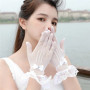 Female Thin Fishnet Mesh Gloves Women Black White Summer Uv-proof Gloves Fashion Ruffle Full Finger Lace Mittens HLST05