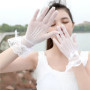 Female Thin Fishnet Mesh Gloves Women Black White Summer Uv-proof Gloves Fashion Ruffle Full Finger Lace Mittens HLST05