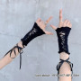 Women Strapping Lace Fingerless Hot Sexy Arm Sleeves DIY Lace-up Sunscreen Gloves Elastic Mesh Punk Gloves Clothing Accessories