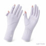 Women’s Ice Silk UV Protection Gloves for Summer Outdoor Sports, Cycling Fingerless Touchscreen Sun Gloves with Extended Cuff