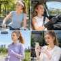 Women’s Ice Silk UV Protection Gloves for Summer Outdoor Sports, Cycling Fingerless Touchscreen Sun Gloves with Extended Cuff